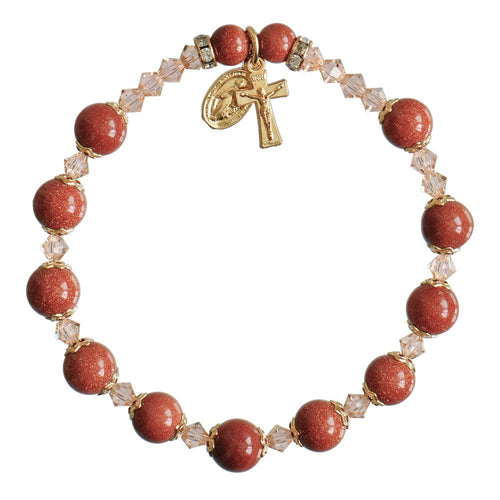 Genuine Goldstone Rosary Bracelet (8 mm) - Unique Catholic Gifts