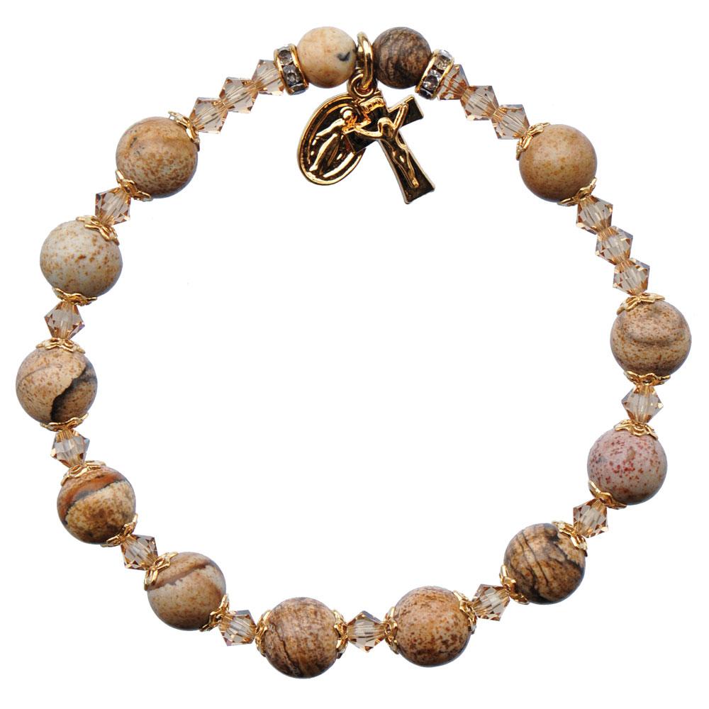 Genuine Picture Jasper Rosary Bracelet (8 mm) - Unique Catholic Gifts