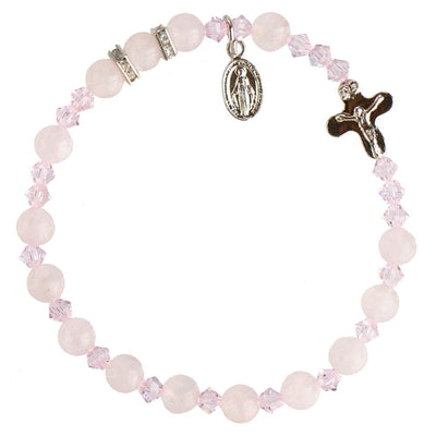 Genuine Rose Quartz Bracelet (6 mm) - Unique Catholic Gifts
