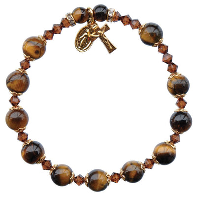 Genuine Tiger Eye Rosary Bracelet (8 mm) - Unique Catholic Gifts