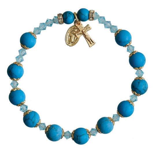 Genuine Turquoise Rosary Bracelet (8 mm) - Unique Catholic Gifts