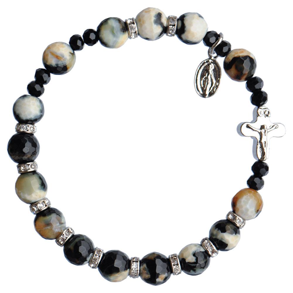 Genuine Zebra Jasper Rosary Bracelet (8 mm) - Unique Catholic Gifts