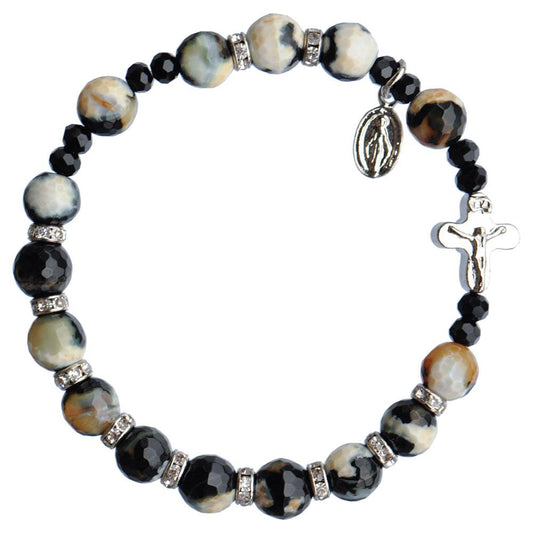 Genuine Zebra Jasper Rosary Bracelet (8 mm) - Unique Catholic Gifts