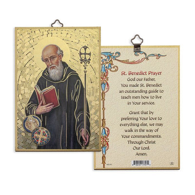 Saint Benedict Gold Foil Mosaic Plaque(4 x 6