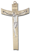 Gold Plated Contemporary 5 1/2" Metal Crucifix - Unique Catholic Gifts