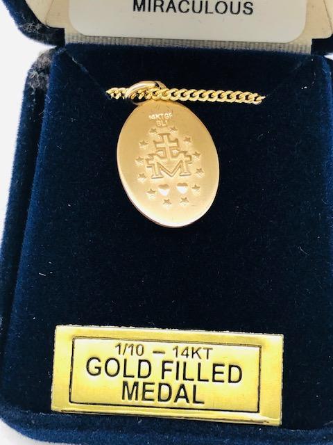 Gold Filled Miraculous Medal Pendant (3/8") with 18" chain - Unique Catholic Gifts