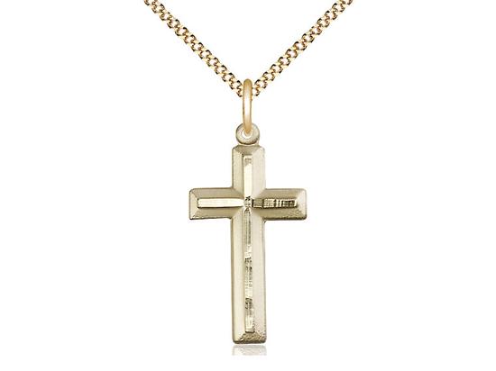 Gold Cross (1 1/8") with 18" chain - Unique Catholic Gifts
