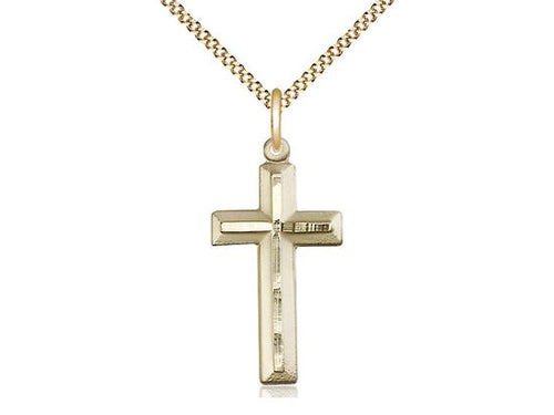 Gold Cross (1 1/8") with 18" chain - Unique Catholic Gifts