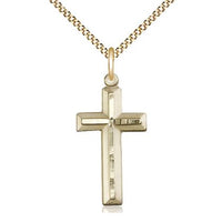 Gold Cross (1 1/8") with 18" chain - Unique Catholic Gifts