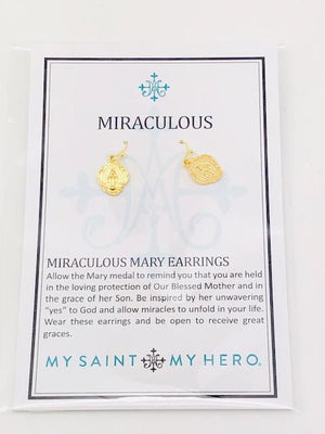 Gold Miraculous Mary Earrings - Unique Catholic Gifts