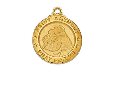 St Anthony 18KT Gold Plated Medal 5/8