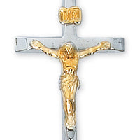Gold Over Sterling Silver Two Tone Crucifix (1 1/4") - Unique Catholic Gifts