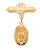 Gold over Sterling Silver Miraculous Medal Baby Pin (1/2") - Unique Catholic Gifts