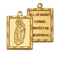 Gold over Sterling Silver Scapular Medal 3/4" - Unique Catholic Gifts