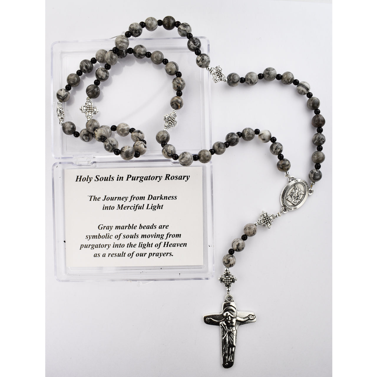 Gray Marble Holy Souls Rosary - Unique Catholic Gifts