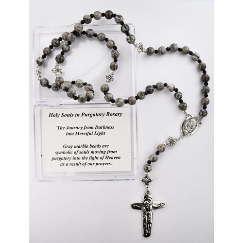 Gray Marble Holy Souls Rosary - Unique Catholic Gifts