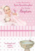 God's Blessing Great Granddaughter On Your Baptism Greeting Card - Unique Catholic Gifts