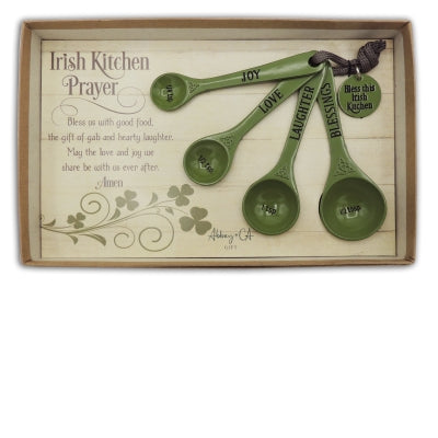Green Irish Prayer Kitchen Measuring Spoon Set of 4 - Unique Catholic Gifts