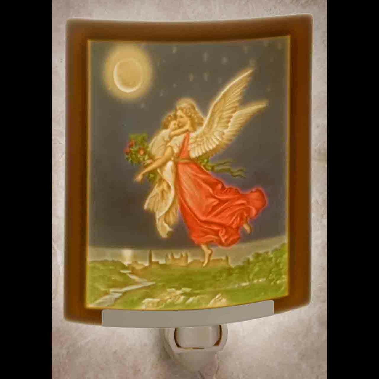 Guardian Angel Night Light Curved 5.5 x 2.25" - Unique Catholic Gifts