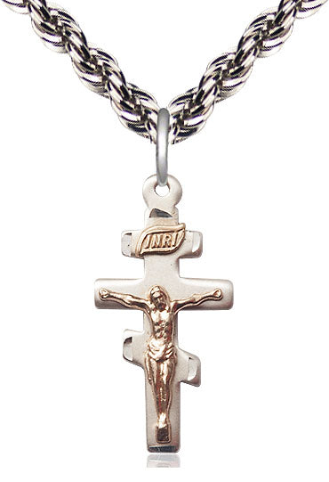 GF/SS Greek Crucifix Pendant on a Sterling Silver Chain - Unique Catholic Gifts