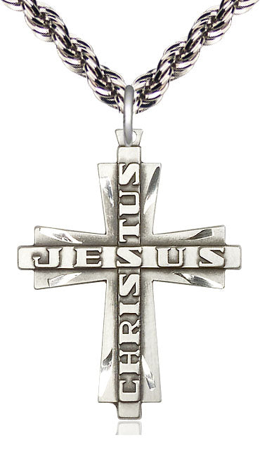 Sterling Silver Jesus Christus Cross Pendant on a Sterling Silver Chain - Unique Catholic Gifts
