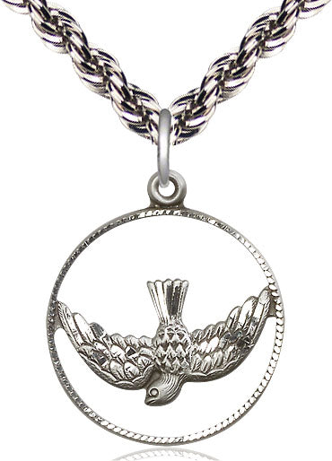 Sterling Silver Holy Spirit Pendant on Sterling Silver Chain - Unique Catholic Gifts