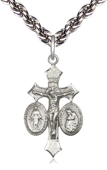 Sterling Silver Jesus, Mary, Our Lady of La Salette on a Sterling Silver Chain - Unique Catholic Gifts