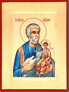 Hand Painted St Joseph Icon - Traditional Brown Frame containing Gold Leaf - Unique Catholic Gifts