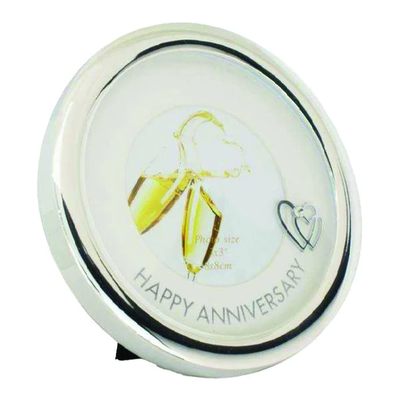 Happy Anniversary Round Silver-plated Picture Frame - Unique Catholic Gifts