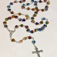 Heart Shaped Imitation Murano Glass Bead Rosary - Unique Catholic Gifts