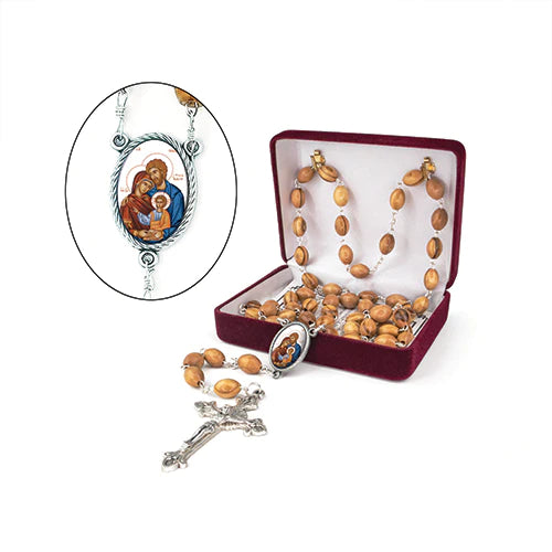 Holy Family (Byzantine) Olive Wood Rosary - Unique Catholic Gifts