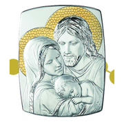 Holy Family Sterling Silver on wood Plaque - Unique Catholic Gifts