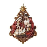 Holy Family with Gold Tree Filigree Ornament  4 1/4 " - Unique Catholic Gifts