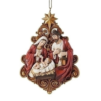 Holy Family with Gold Tree Filigree Ornament  4 1/4 