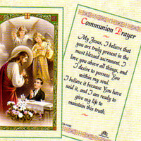 Holy First Communion(Boy) Laminated Holy Card (Plastic Covered) - Unique Catholic Gifts
