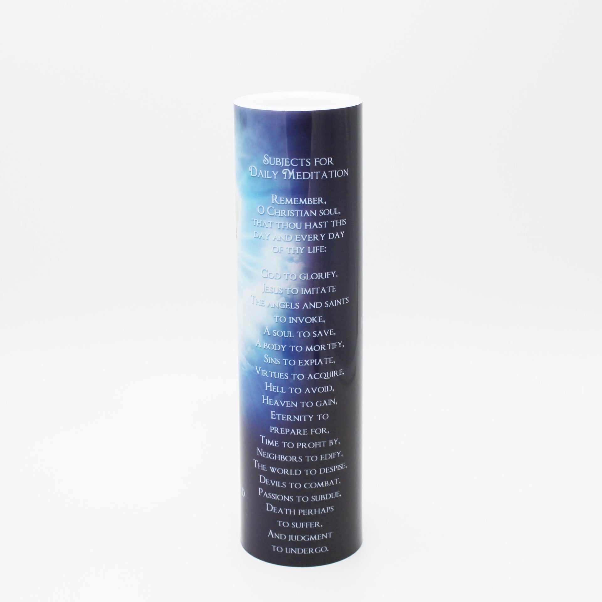 Holy Spirit Blue LED Candle Timer - Unique Catholic Gifts
