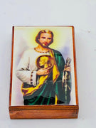 St Jude Wood Rosary Box with Wood Rosary - Unique Catholic Gifts