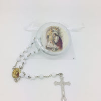 Girl First Communion Wood Rosary w/ Matching Box & Organza Bag - Unique Catholic Gifts