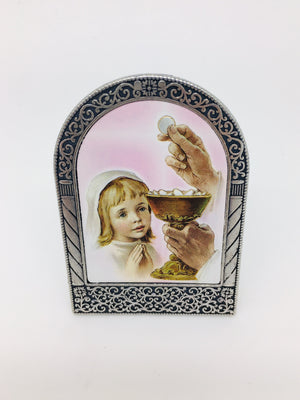 First Communion Girl Easel Standing Plaque - Unique Catholic Gifts