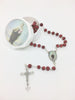 Our Lady of Mount Carmel Wood Rose Scented Rosary in Matching Box - Unique Catholic Gifts