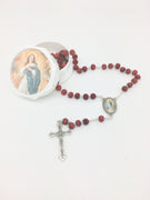 Immaculate Conception Wood Rose Scented Rosary in Matching Box - Unique Catholic Gifts