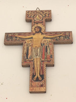 Wood San Damiano Cross/Crucifix (5 1/2