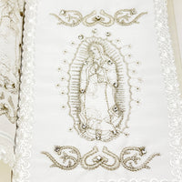 White Our Lady of Guadalupe Baptism, Christening Candle Set ( 5 Piece) - Unique Catholic Gifts