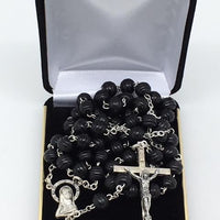 Black Wood Cut Rosary (8mm) - Unique Catholic Gifts