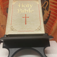 Benedictine Medal Dark Wood Bible Stand 11 1/2" x 13" x 20" - Unique Catholic Gifts