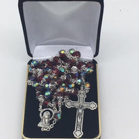 Red Crystal Cut and Capped Rosary - Unique Catholic Gifts
