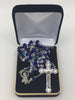 Blue Crystal Cut and Capped Rosary - Unique Catholic Gifts