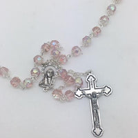 Pink Crystal Cut and Capped Rosary - Unique Catholic Gifts