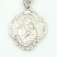 Our Lady of Perpetual Help Round Baroque Sterling Silver Medal 7/8" - Unique Catholic Gifts