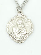 Our Lady of Perpetual Help Round Baroque Sterling Silver Medal 7/8" - Unique Catholic Gifts